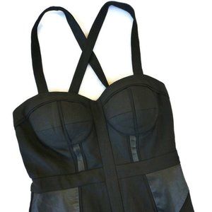 Rebecca Minkoff Dress Cocktail Bustier Black Lambskin Back Exposed Gold Zipper 0